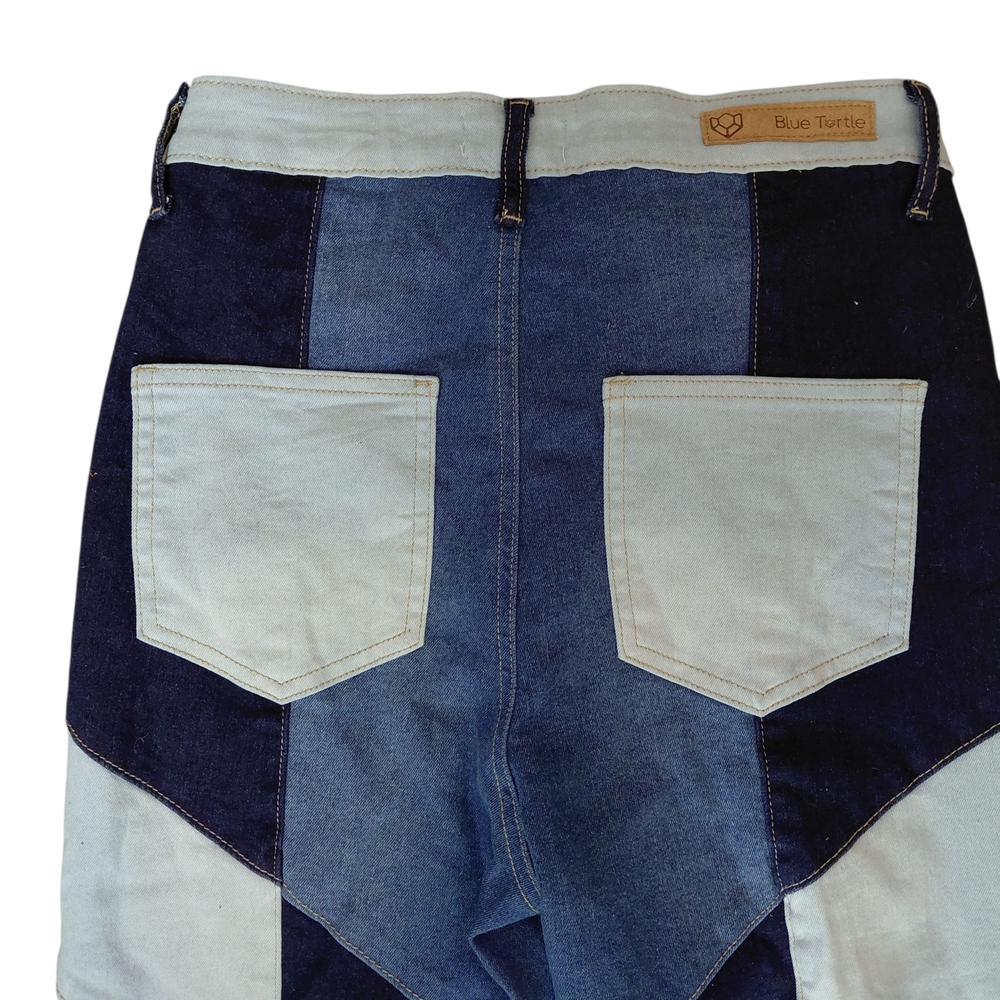 Blue Turtle Bluetones Colorblock Patchwork Flare … - image 5